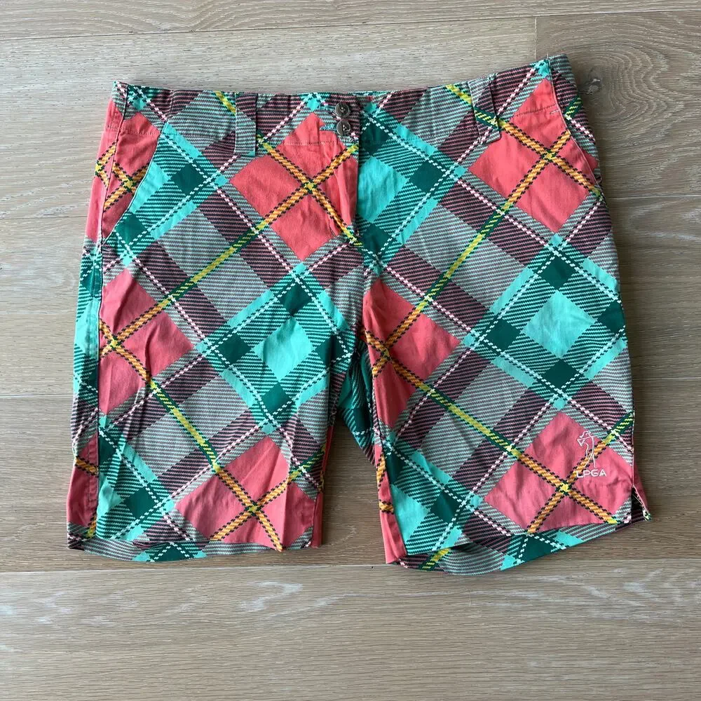 Loudmouth LPGA Argyle Plaid Bermuda Shorts Size 10 Colorful Golf